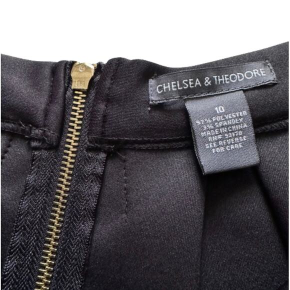 Chelsea & Theodore Skirt Black Inverted Pleat Scuba Midi Skirt Size 10 - Picture 2 of 11
